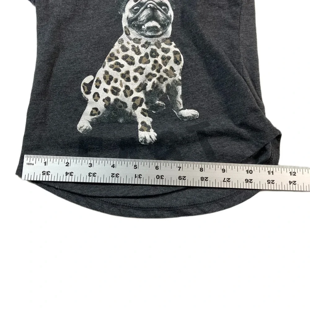 Old Navy Shirt Girl's‎ Size XS Short Sleeve Black Graphic T-Shirt Dog Pug Print
